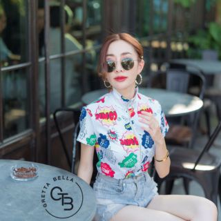 Print bodysuit มีซิปหน้า