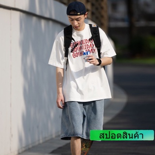 เสื้อยืดแขนสั้น ผ้าฝ้าย ขนาดใหญ่ สไตล์อังกฤษ ฮิปฮอป สําหรับผู้ชาย ไซซ์ S - 7XL