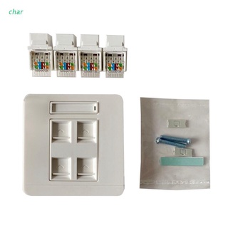 Char ปลั๊กเครือข่าย RJ45 CAT6 LAN ตัวเมีย CAT6 Gigabit 86x86 มม. 4 พอร์ต