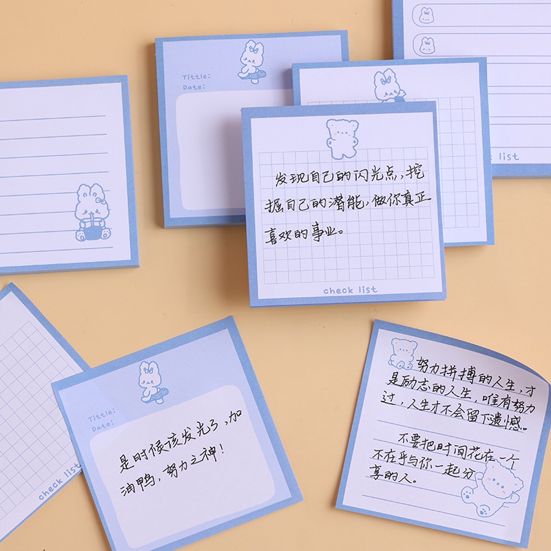 กระดาษโน๊ตเหนียวลายการ์ตูนแบบพกพา 80 แผ่น
