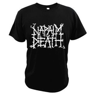 เสื้อยืดคอกลม ผ้าฝ้าย พิมพ์ลายโลโก้ Napalm Death ภาษาอังกฤษ สวมใส่สบาย เหมาะกับฤดูร้อน สําหรับผู้ชายS-5XL