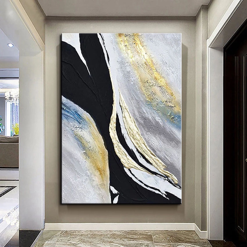 Ready StockAbstract Hand-Painted Canvas Frameless Oil Painting Wall ...