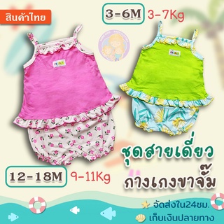 ชุดสายเดี่ยวเด็ก เสื้อสายเดี่ยว+ กางเกงขาจั๊ม ไซส์ 3-6เดือน(3-7 Kg)/ ไซส์ 1T(12-18เดือน/9-11Kg)