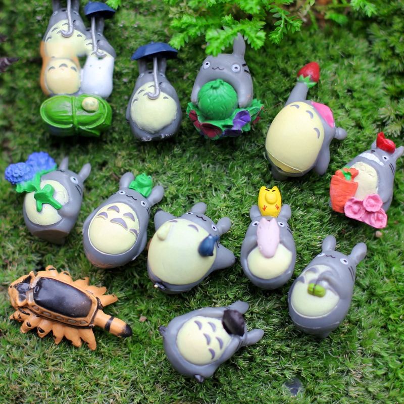 12 ชิ้น Totoro ตุ๊กตาเครื่องประดับ Moss micro ภูมิทัศน์เครื่องประดับกระถางต้นไม้เดสก์ท็อปตกแต่งอุปกรณ์เสริม