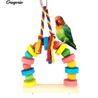 * นกแก้วนกสีวัวสวิงไม้เล่นสัตว์เลี้ยงของเล่น Climbing Cage Hanging Decor