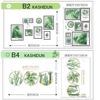 สติกเกอร์ ลายใบไม้สีเขียว สไตล์นอร์ดิก สำหรับติดตกแต่งสติ๊กเกอร์ติดผนังตกแต่งห้อง(B)