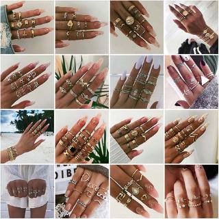 Vintage Twelve Constellations Rings Boho Variety Ladies Ring Multi Element Combination Ring Set