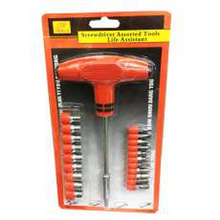 IX Tools -ไขควงตัวทีและดอกไขควง ชุดละ 21 ชิ้น / T-Handle Screwdriver and Nut Ratchet Mini Tool Socket Set