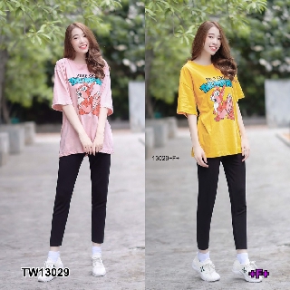 👗Pfashion [ส่งไว!!🚛] P13029 Set 2 ชิ้น เสื้อยืดลายการ์ตูน + เลคกิ้งขายาว