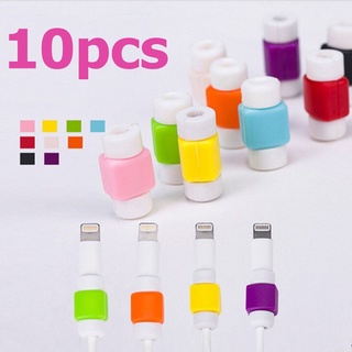 10 pcs Fashion Light Weight Charger Cable Saver Candy Color Charging Data Protector for Iphone- random color