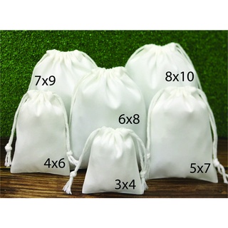 ขายส่ง กระเป๋าหูรูด ถุงผ้าดิบ สายรูดกลมขาว(ถุงเปล่าแพค25 ใบ)…