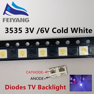 ไดโอดทีวี แบ็คไลท์ 2W 6V 1W 3V 3535 SMD LED Televisao สีขาวเย็น 50/100 ชิ้น