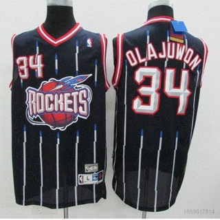 เสื้อกีฬาแขนกุด ลายทีมจรวด BKB NBA No.34 Olajuwon พลัสไซซ์