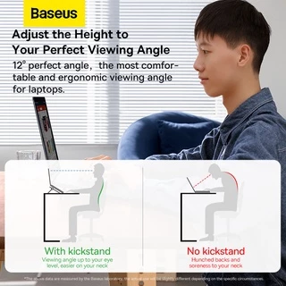 Baseus ขาตั้งแล็ปท็อปแบบพกพา 2 ชิ้น โลหะผสมสังกะสี กันลื่น รับน้ำหนักได้ 10 กก. สำหรับโน้ตบุ๊ก 13–17.3 นิ้ว
