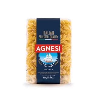 Agnesi Fusilli No.78 แอคเนซี ฟูซิลลี่ เบอร์ 78 พาสต้าเกลียว 500 กรัม