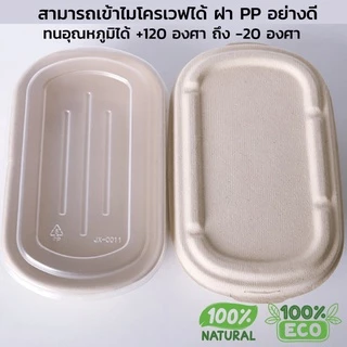 (50 ชุด) กล่องอาหารเยื่อกระดาษ 1 ช่องพร้อมฝา