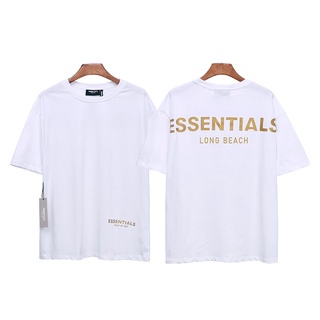 ใหม่ เสื้อยืดลําลอง แขนสั้น พิมพ์ลาย Essentials FEAR OF GOD Bronzing ทรงหลวม