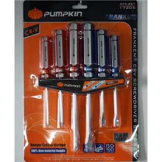 Pumpkin ไขควงชุด Franken CRV 6/ตัวชุด พร้อมที่แขวนเก็บ 6FK-SET