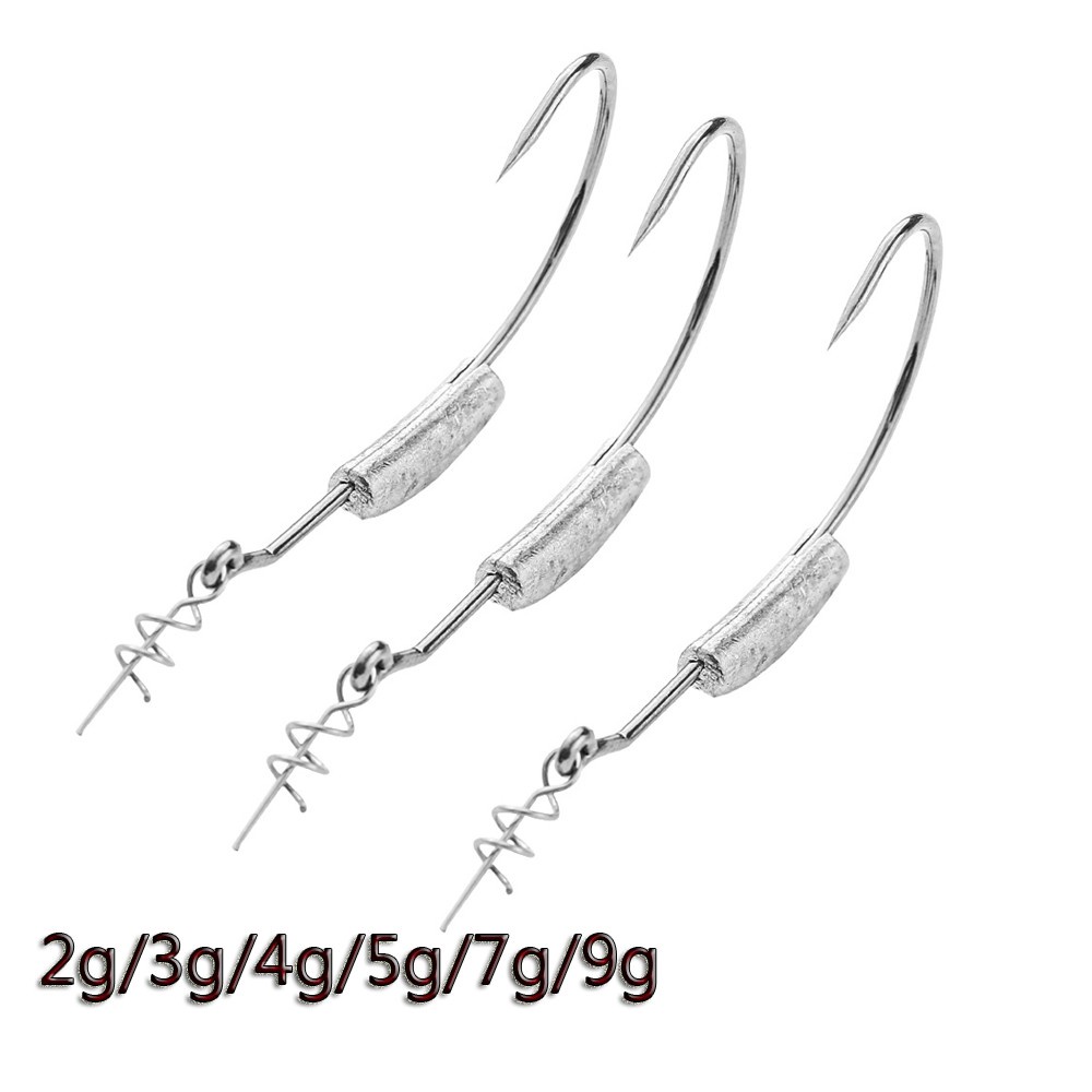 ∏10pcs Exposed Lead Jig Head Barbed Lead Hook 2g 3g 4g 5g 7g 9g Offset
