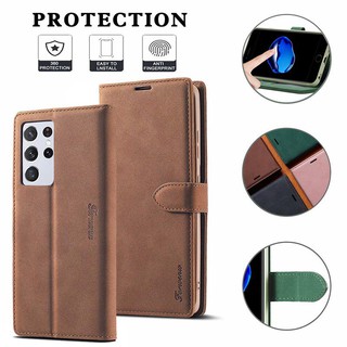 Samsung S21 S21+ S21 Plus S21 Ultra 5G Galaxy Luxury Magnetic Button Flip Cover Card Slot Leather Case ปลอกโทรศัพท์