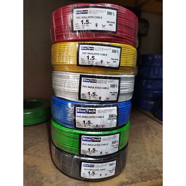 สาย PVC/ทองแดงบริสุทธิ์หุ้มฉนวน Bluetech 1.5 มม. (SIRIM APPROVAL)