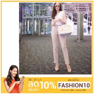 โค๊ด”FASHION10”ลด10% 🌼 กางเกงซิบหน้าเดฟ+เป๋า ผ้าฮานาโกะ