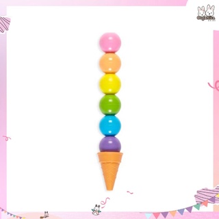 สีเปลี่ยนไส้ไอติม 6 สีพร้อมยางลบ Ooly Rainbow scoops vanilla scented stacking erasable crayons