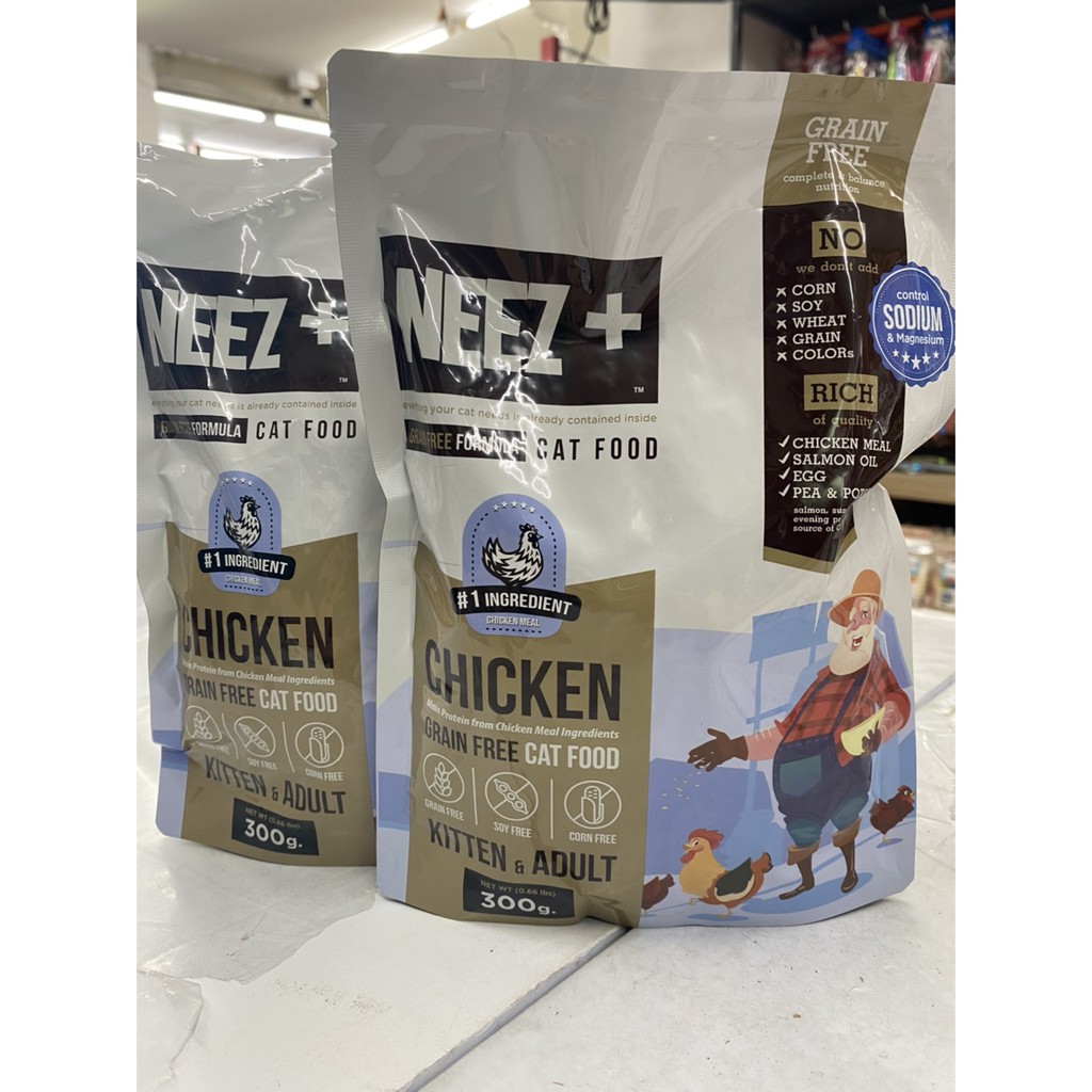 NEEZ อาหารแมว Neez Plus Chicken Grain Free อาหารแมวเกรด Holistic ขนาด 300g.