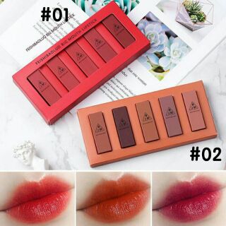 ลิปสติกลิปสติกเนื้อแมทยกเซ็ต5ชิ้นราคาถูก T345