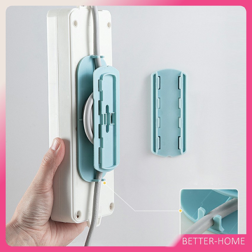 2 in 1 ที่เก็บสายปลั๊กไฟ ที่ยึดรางแบบแขวนผนังไร้รอย ตัวยึดรางปลั๊ก Socket retainer