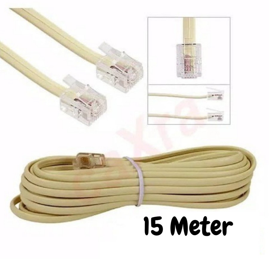 15 เมตร RJ11 TELEPHONE LINE CABLE FAX 15m TELEPHONE CABLE RJ11 สายไลน์