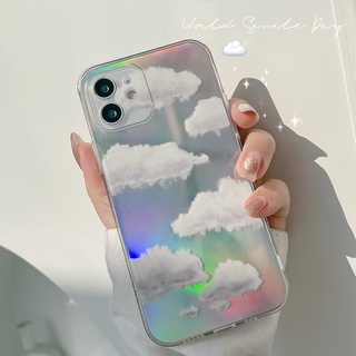 เคสโทรศัพท์มือถือ TPU กันกระแทกสี่มุม ลายก้อนเมฆ สําหรับ iPhone 13 13pro 13prm iPhone 11 7Plus 8Plus Xr XS 13 12 Pro Max