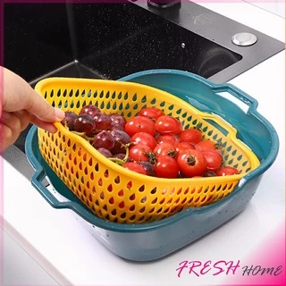 ตะกร้าล้างผลไม้ 2ชั้น 2in1 ตะกร้าล้างผัก Basin for washing vegetables