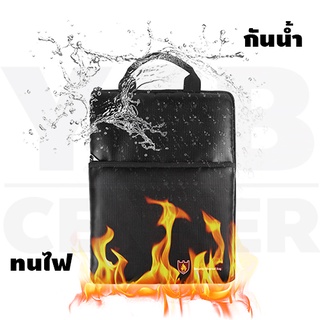 กระเป๋าเป้ กระเป๋าเก็บเอกสาร ทนไฟ กันน้ำ กระเป๋าทำงาน สําหรับเก็บแฟ้ม ซิปรูปตัว L(สีดำ)