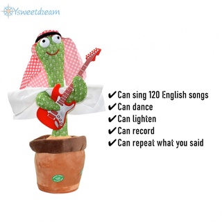 SWTDRM- ~120 Songs Dancing Cactus Repeat Talking Toy Electronic USB Charging Plush Toys for kids present-【Sweetdream】