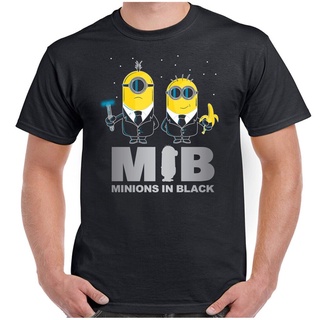 HH เสื้อยืดผ้าฝ้ายผู้ชายพิมพ์ลาย Minions In Black เสื้อยืด 2021 คอกลมเสื้อยืด