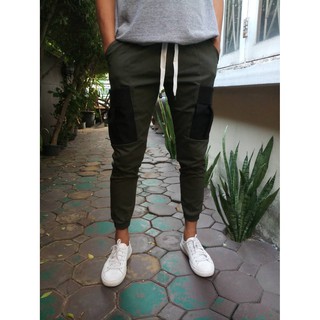 กางเกง Jogger Pants เขียวกระเป๋าดำ