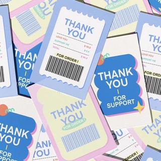 การ์ดขอบคุณ (100 ใบ) พร้อมส่ง Thank you card แบบสำเร็จลายน่ารัก | C01