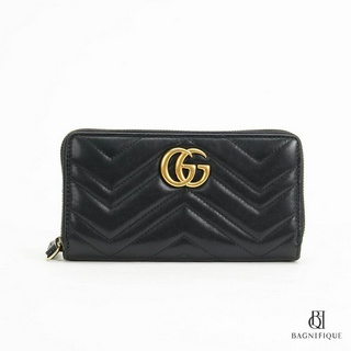 GUCCI MARMONT WALLET LONG BLACK CALF GHW