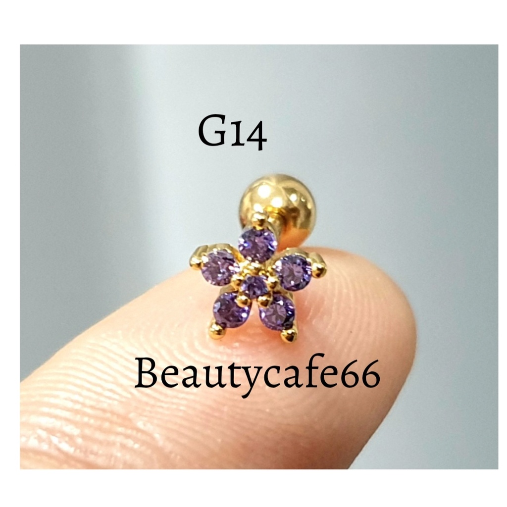 จิวปีกหู จิวเพชร ก้านทอง Minimal Earrings (G) G9-G16 จิวเกาหลี 1 ชิ้น ต่างหูเพชร จิวผึ้ง ต่างหูเพชร จิวดอกไม้ จิวดาว - รูปที่ 7