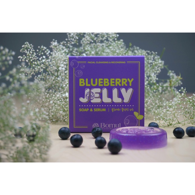 🍇Bomul Blueberry Jelly Soap&amp;Serum สบู่เจลลี่เซรั่ม ยิ่งล้างผิวยิ่งใสสิวยิ่งหาย🍇