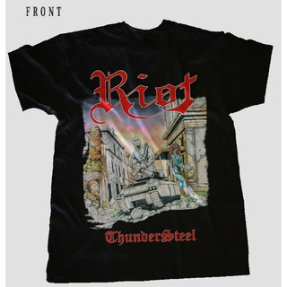 เสื้อยืดสีขาวGildan - เสื้อยืดลําลอง แขนสั้น พิมพ์ลายวง RIOT-Thundersteel สีดํา ไซซ์ S ถึง 7XLS-4XL