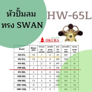 หัวปั้มลม OKURA ทรง SWAN HW-65L มอเตอร์ 2 เเรง หัวปั้ม ปั้มลม OKURA