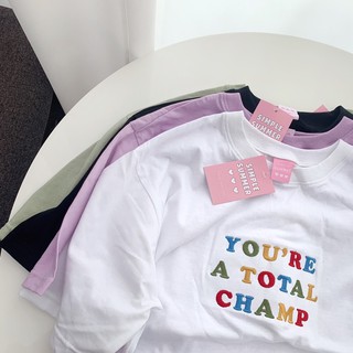 Sugarbeetshop | YOU ARE TOTAL CHAMP Tee 🤍 เสื้อโอเวอร์ไซต์ oversize เสื้อยืดผ้า cotton