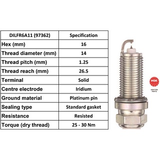 หัวเทียน MIRAGE DILFR6A11 NGK LASER IRIDIUM แท้ 97362 MIRAGE A03 1822A071 dilfr6a-11