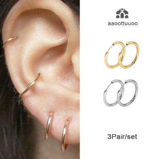 3 Pair/Set Fashion Women Girl Simple Round Circle Small Ear Stud Earring Punk Hip-hop Earrings Jewelry