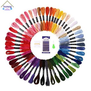 50 Colors Embroidery Thread Floss Bobbins Needles Set Friendship Bracelet String Cross Stitch Cord Kit Random Color