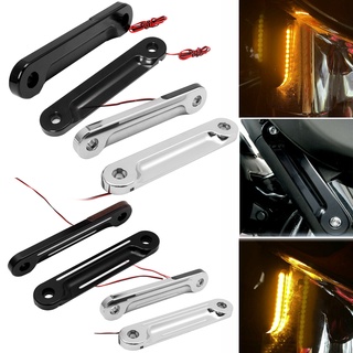 Motorcycle Front LED Flush Fork Turn Signals Light Brackets Lamp For Harley Touring Road King Electra Street Glide CVO 1