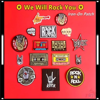 แผ่นแพทช์เหล็ก We Will Rock You Iron-On Patch สไตล์พังก์ร็อก N สําหรับตกแต่งเสื้อผ้า 1 ชิ้น