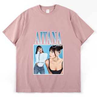 Aitana Ocana Singer 2022 ใหม่ เสื้อยืดลําลอง ผ้าฝ้าย แขนสั้น ทรงหลวม พิมพ์ลาย แฟชั่นฤดูร้อน สําหรับสตรี